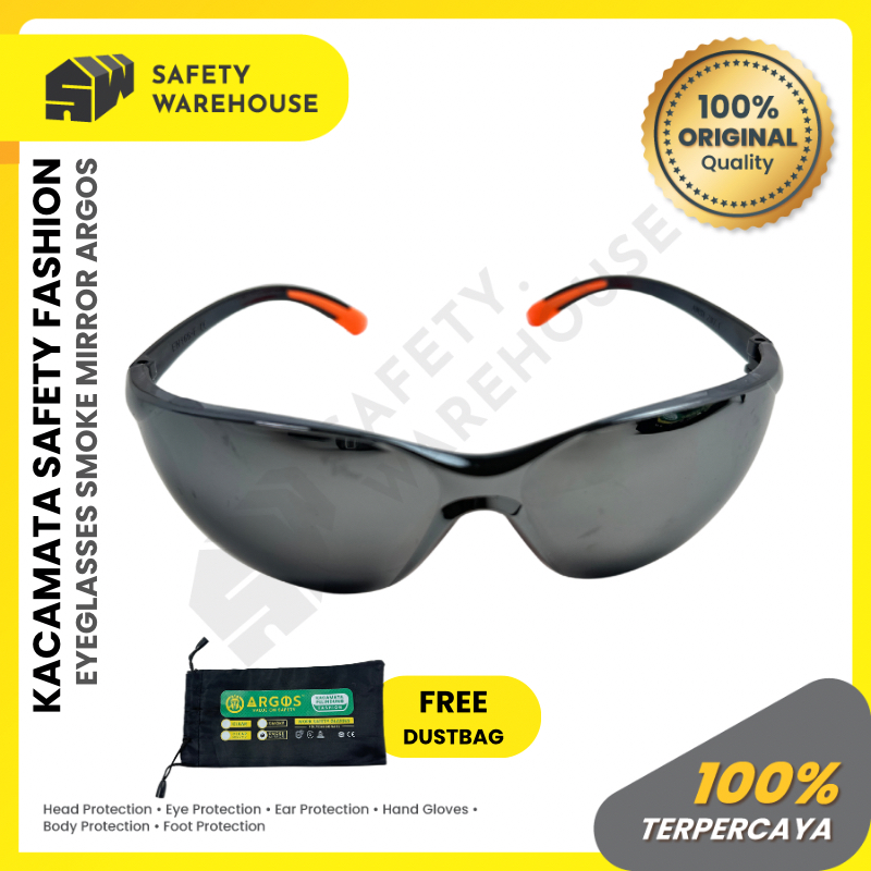 กระจกแว่นตานิรภัยสีดํา Google Fashion Smoke Mirror Work Protector Argos