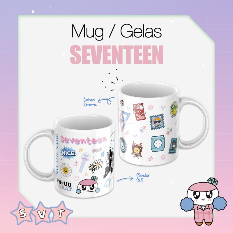 แว่นตา K-Pop Cute - SEVENTEEN K-Pop Mugs - แก้ว K-Pop Cute