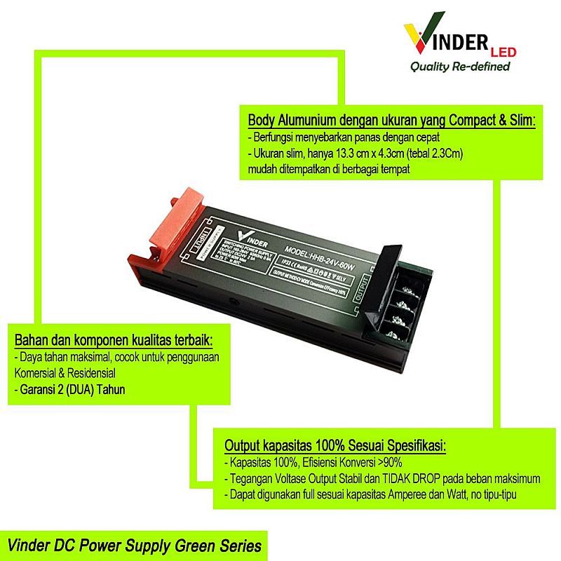 Vinder Switching Power Supply PSU Travo 24V 24VDC อะแดปเตอร์ 2.5A 2.5A 2.5 2.5 5 Ampere Slim Indoor 