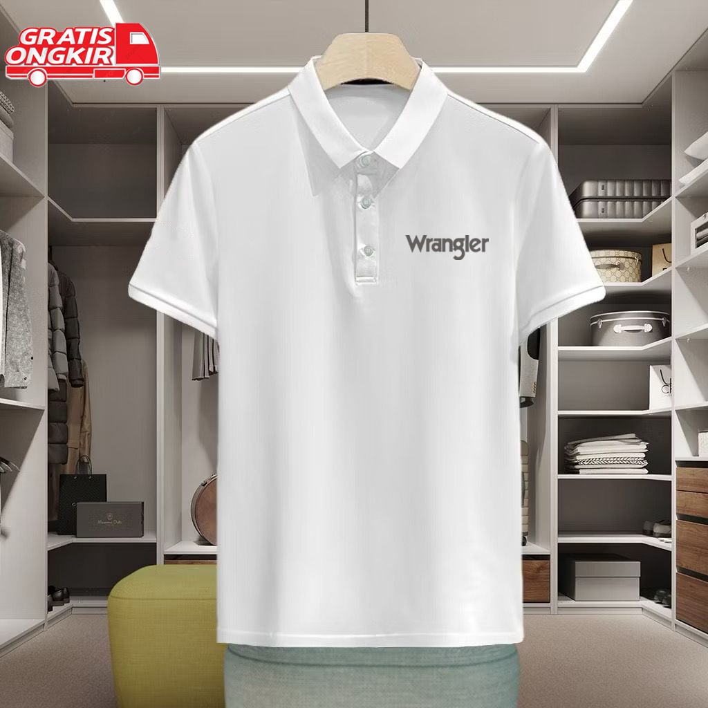 Wangler Polo Shirt Silver Motif Mens Short Sleeve Premium Unisex Collar Shirt