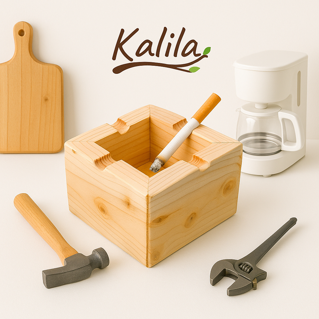 ที่เขี่ยบุหรี่ Wooded Cube กล่องเก็บของ Pine Knicks Decor กล่อง 1 ชั้น 11x11x8cm 500gr