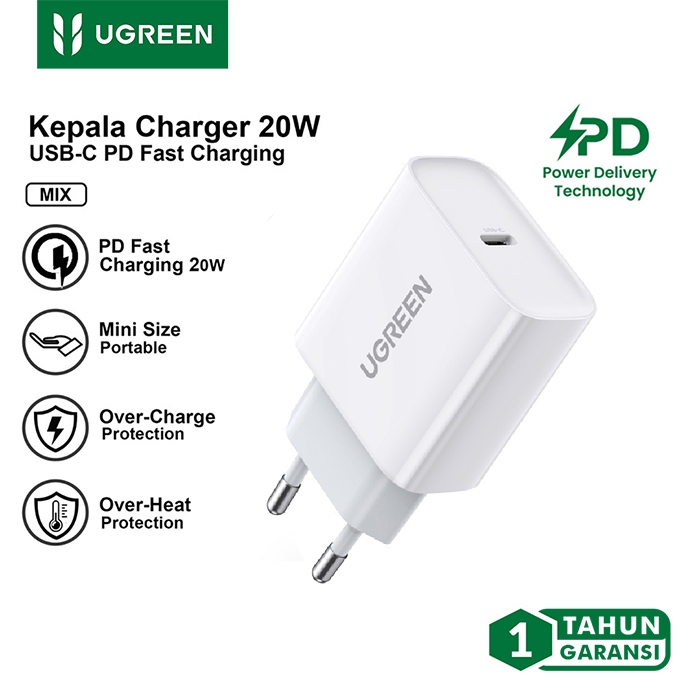 Ugreen Travel Adapter Charger Type-C Pd 20W CD137 / 10191 / 60450 Warranty