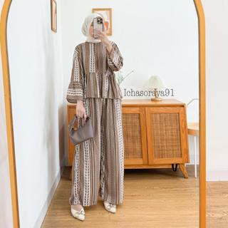 Andini Set Rempel Bahan Rayon Motif Baju Dewasa Wanita