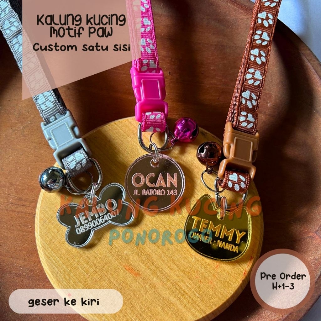 CUSTOM NAME CAT สร้อยคอ ACRYLIC MIRROR ONE SIDE PAW MOTIF