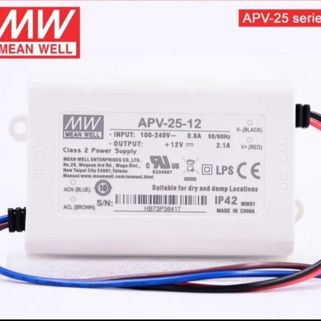 MeanWell Mean Well APV 25-12 12V 12Volt 25W 25 วัตต์ 2.1Ah