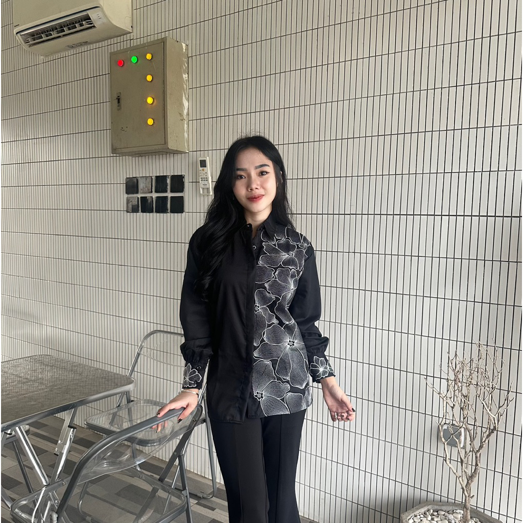 เสื้อ KEMEJA LUISA | เสื้อท็อปผู้หญิงปักลายพรีเมี่ยม | เสื้อเชิ้ตผู้หญิง AESTHETIC EARTH TONE | TREN