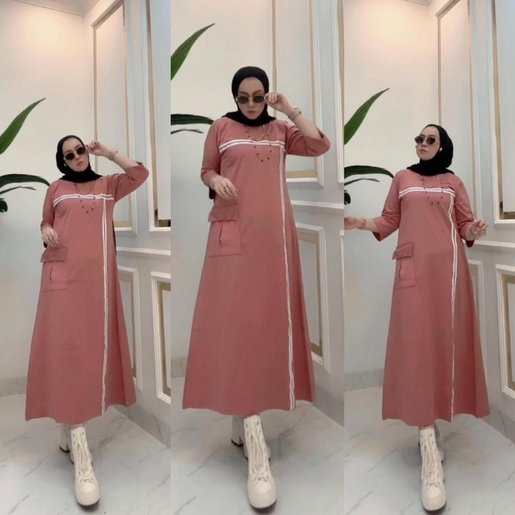 CODE P44W MIDI LIST SIDE POCKET LATEST BY NABIL MATT COMBAD 2S PREMIUM MIDI DRESS ใหม่ล่าสุด