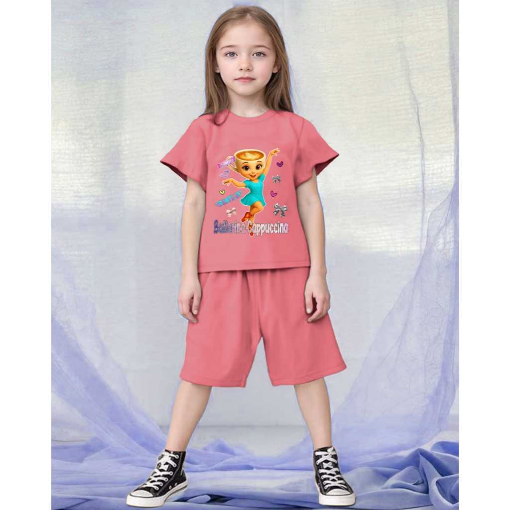 BALLERINA CAPPUCINA TUNG TUNG SAHUR ชุดเสื้อยืดเด็กผู้หญิง