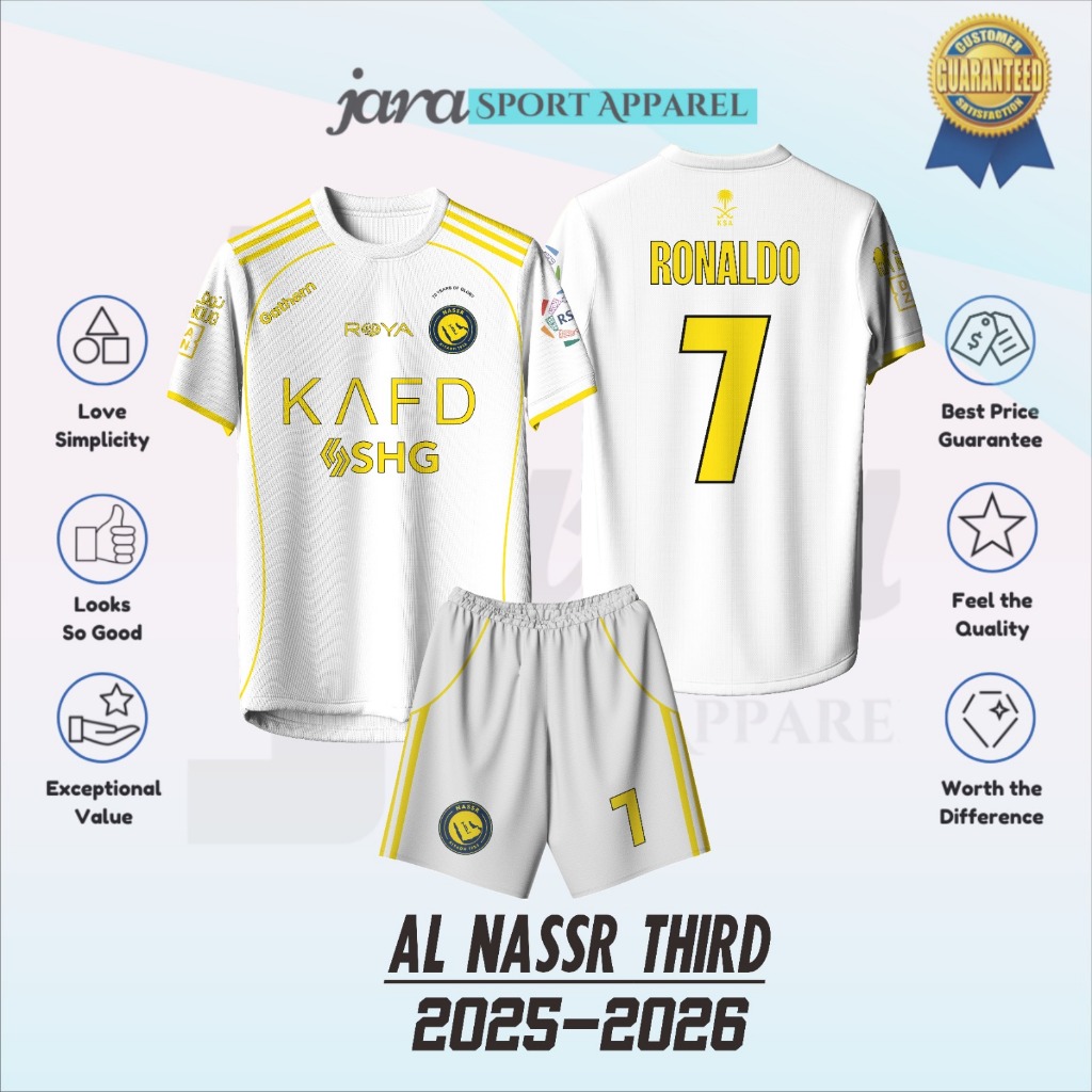 AlNassr Third Jersey 2025/2026 Long Sleeve AlNassr Jersey Full Printing Free Custom Name & Number