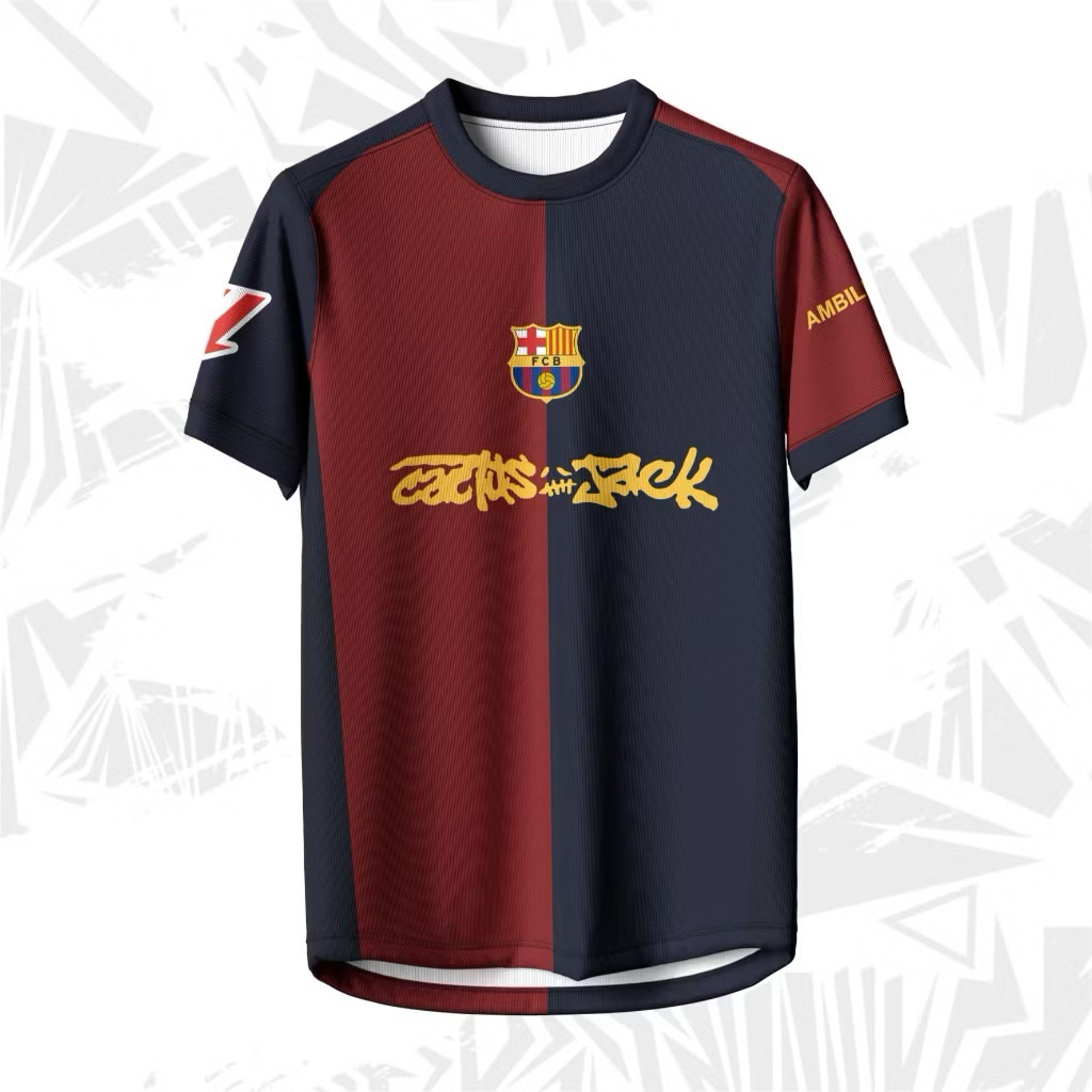FC Barcelona Jersey 2024 2025 Match Home X Cactus Jack Jersey ใหม่
