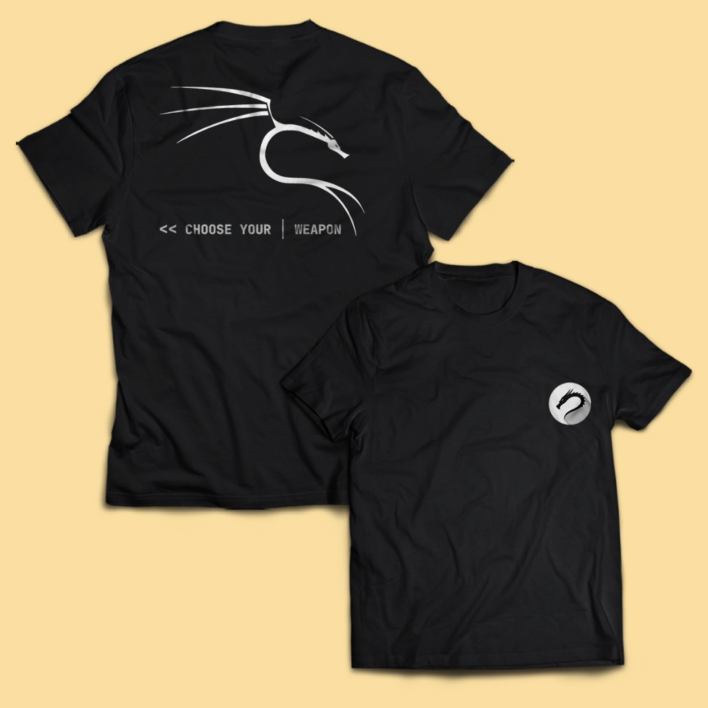 Cyber Security เสื้อยืดผู้ชาย CHOOSE YOUR WEAPON Kali Linux ผู้ใหญ่ Unisex Tops PakeKaos