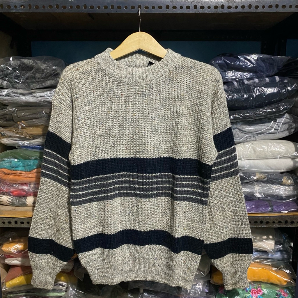 Vintage Willow Bay Classic Stripe Knit สีเทา ไซส์ M 66x52