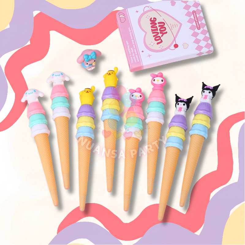 NP • Melody Kuromi Premium Ice Cream Gel Pen Purin Cinnamoroll Ice Cream น่ารักไม่ซ้ําน่ารักขายส่ง /