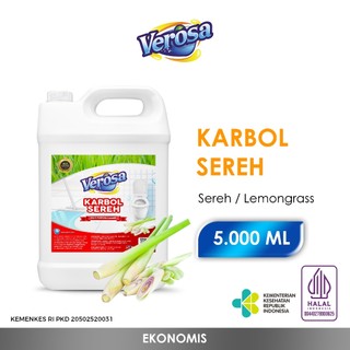 Verosa Karbol Sereh 5 Liter 5000 ML Pembersih Lantai Karbol Lantai Sereh Lemongrass