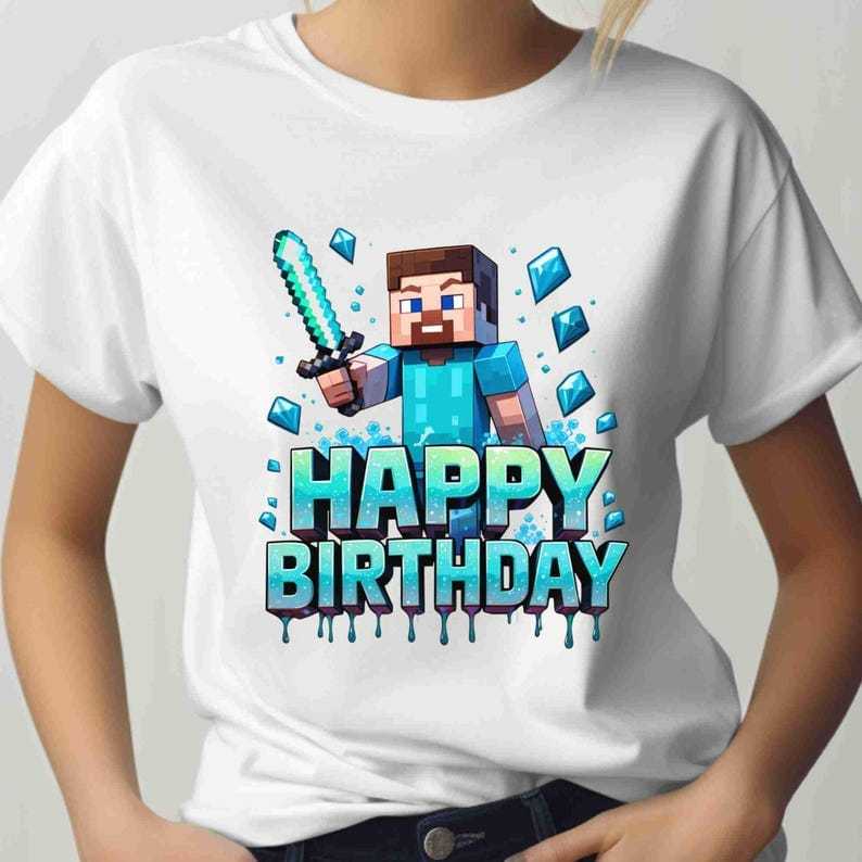 MYSTIQUE.ID - เสื้อยืด HAPPY BIRTHDAY MINECRAFT DIAMOND - น่ารักและเป็นเลิศ
