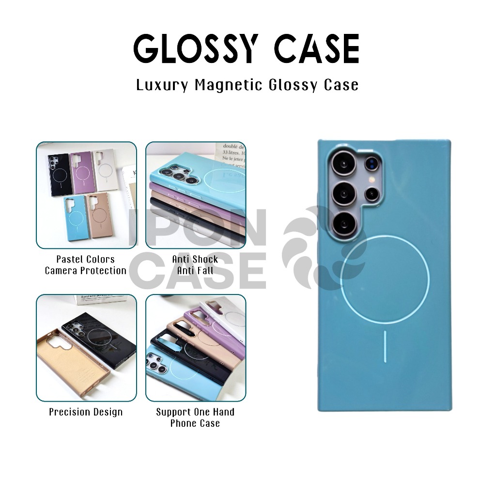 SAMSUNG นุ่มปลอกหรูหราแม่เหล็กGlossyสําหรับSamsung Galaxy S25 S24 S23 S22 Ultra Plus FE A56 A55 A36 
