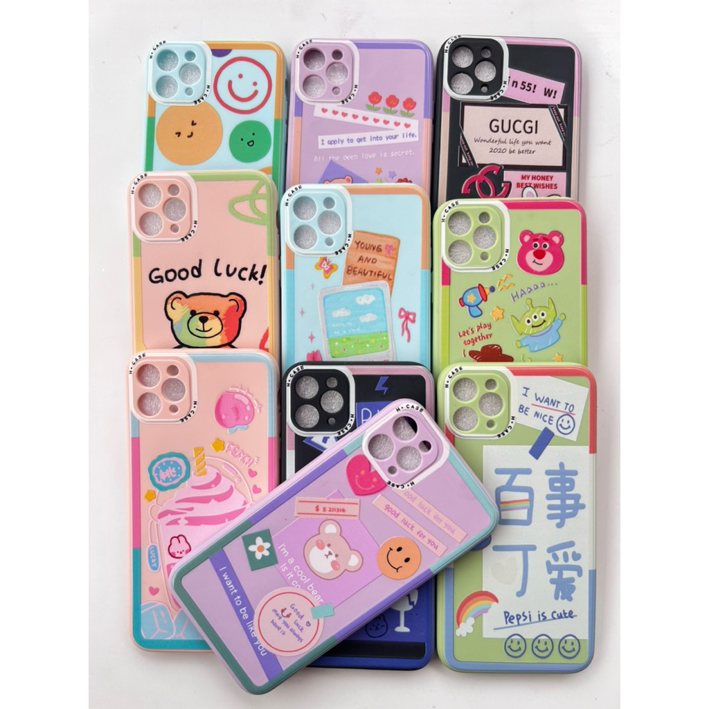 SAMSUNG HP Cute 3D Cartoon Character Phone Case – Cute Bear & Smile Motif Softcase for vivo y02s,y75