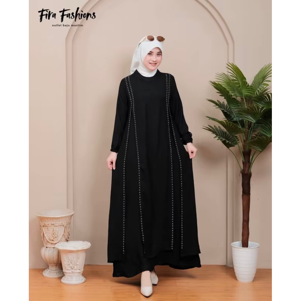 Melani Dress Crinkle Gamis Lebaran Swarosvki Gamis ผู้หญิงหรูหราคําเชิญสง่างาม Gamis กลุ่มศึกษาอิสลา