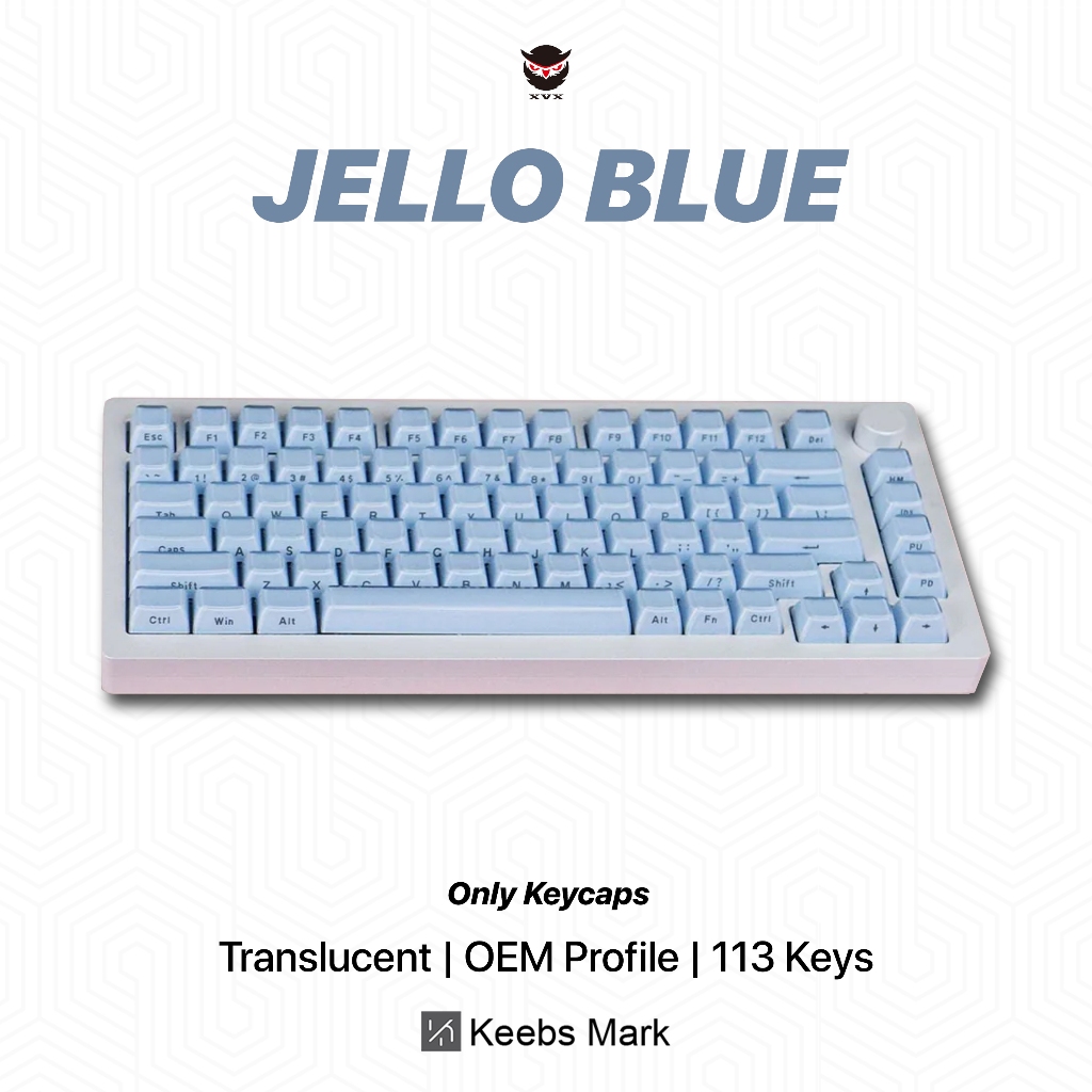 XVX Jello Jelly Blue Translucent Keycaps โปรไฟล์ OEM 113 คีย์คีย์บอร์ดแบบกลไก