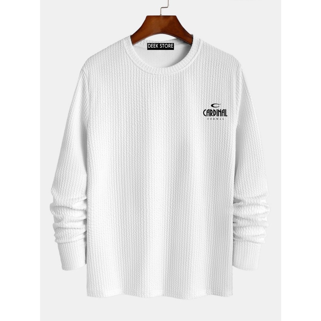 MENS LONG-SLEEVED WAFFLE KNIT เสื้อยืด/SCREEN-PRINTED LONG-SLEEVED WAFFLE KNIT เสื้อยืด/LATEST WAFFL