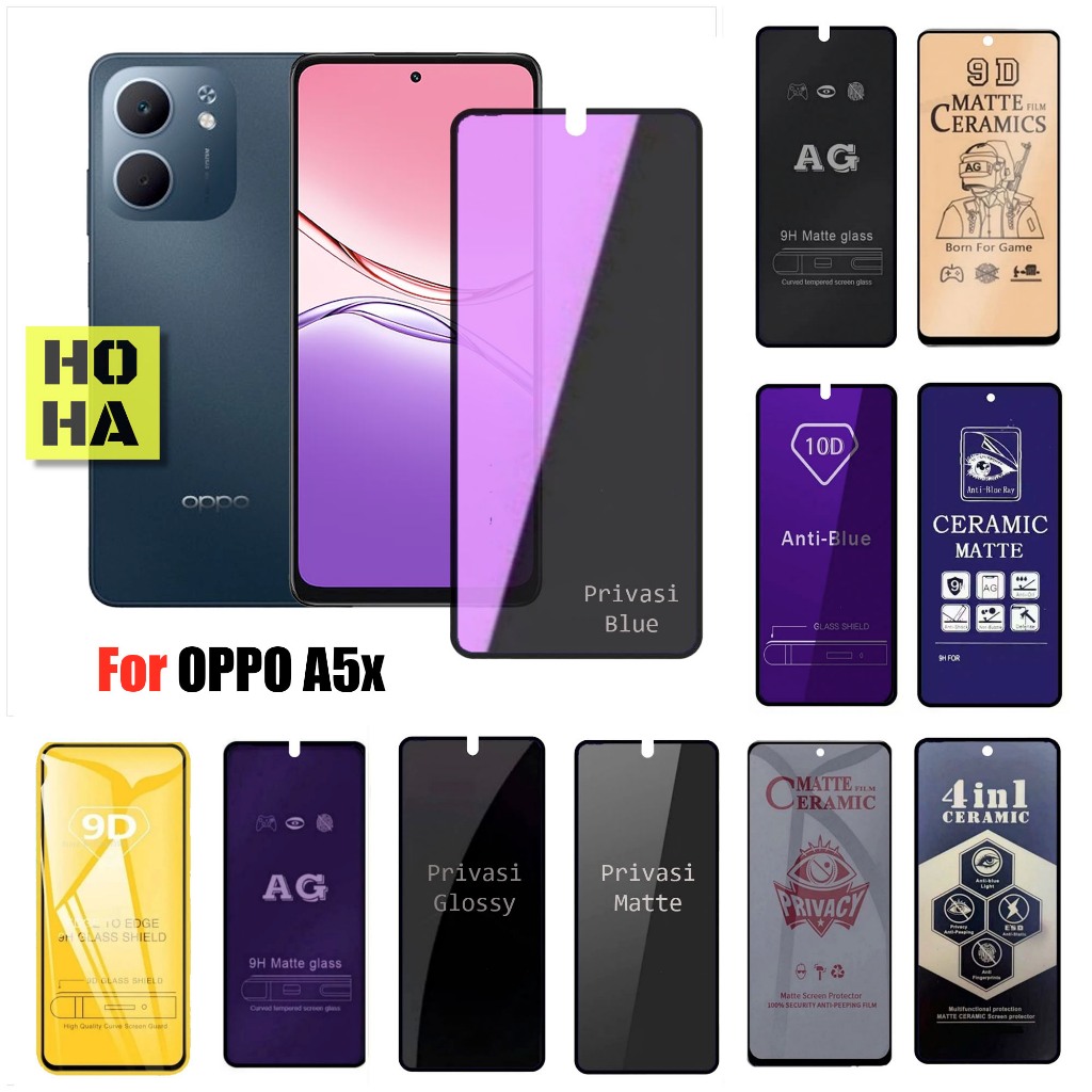 LAYAR ใหม่หน้าจอสําหรับ Oppo A5x กระจกนิรภัยพรีเมี่ยมปกป้องหน้าจอแบบเต็มหน้าจอ