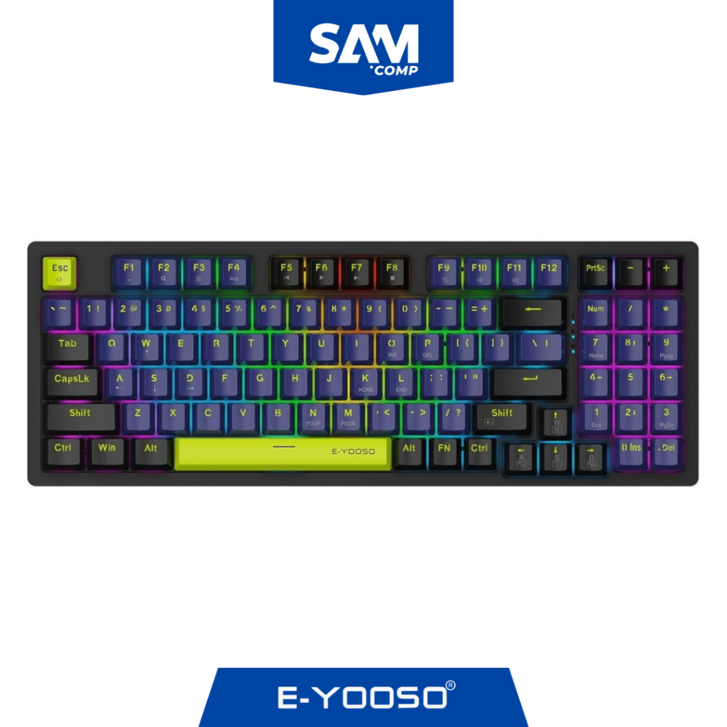 E-YOSO Z94 BLUE BLACK KEYCAPS HOTSWAP MECHANICAL GAMING KEYBOARD 98% สวิตช์สีน้ําเงิน
