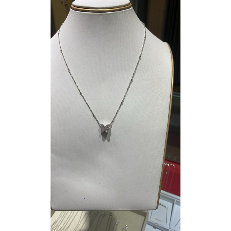 Vrs สร้อยคอผีเสื้อสีเงิน 45ซม