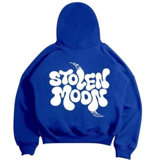 Jaket Sweater Hoodie Boxy Unisex Stolen Moon Blue - Distro Keren - Pria Wanita Hitam Tebal Oversize