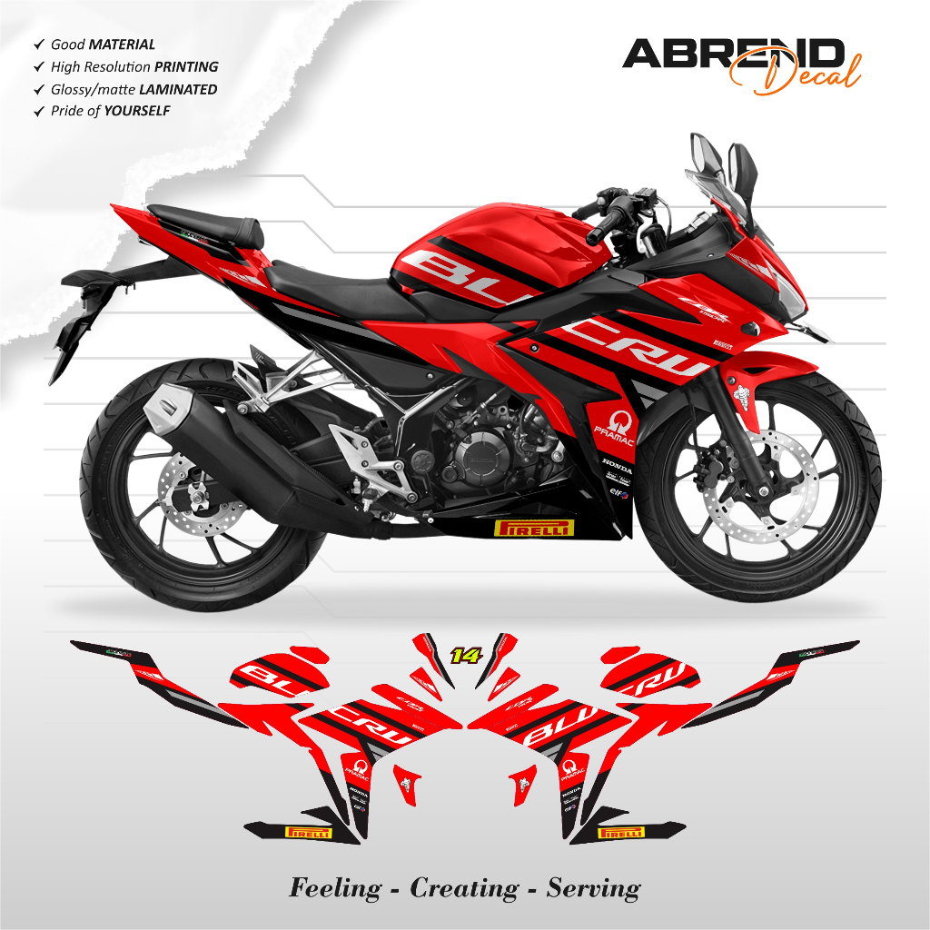 Striping CBR 150 FACELIFT BLUCRU PRAMAC MOTO 2 / HONDA CBR 150 K45G/K45N MOTORCYCLE STICKER / DECAL 