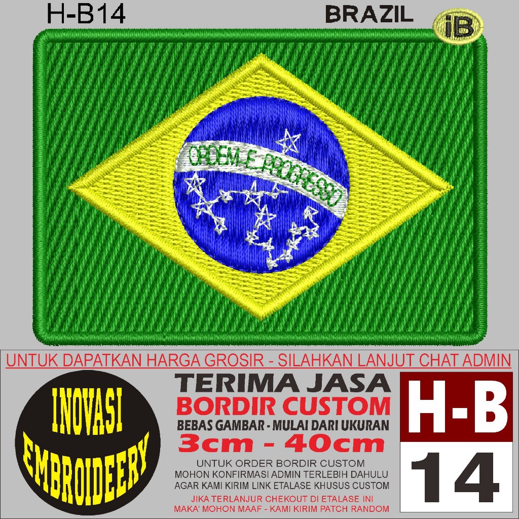 HB14 BRAZIL INOVASI โลโก้ EMBROIDERY PATCH-TESTIMONI