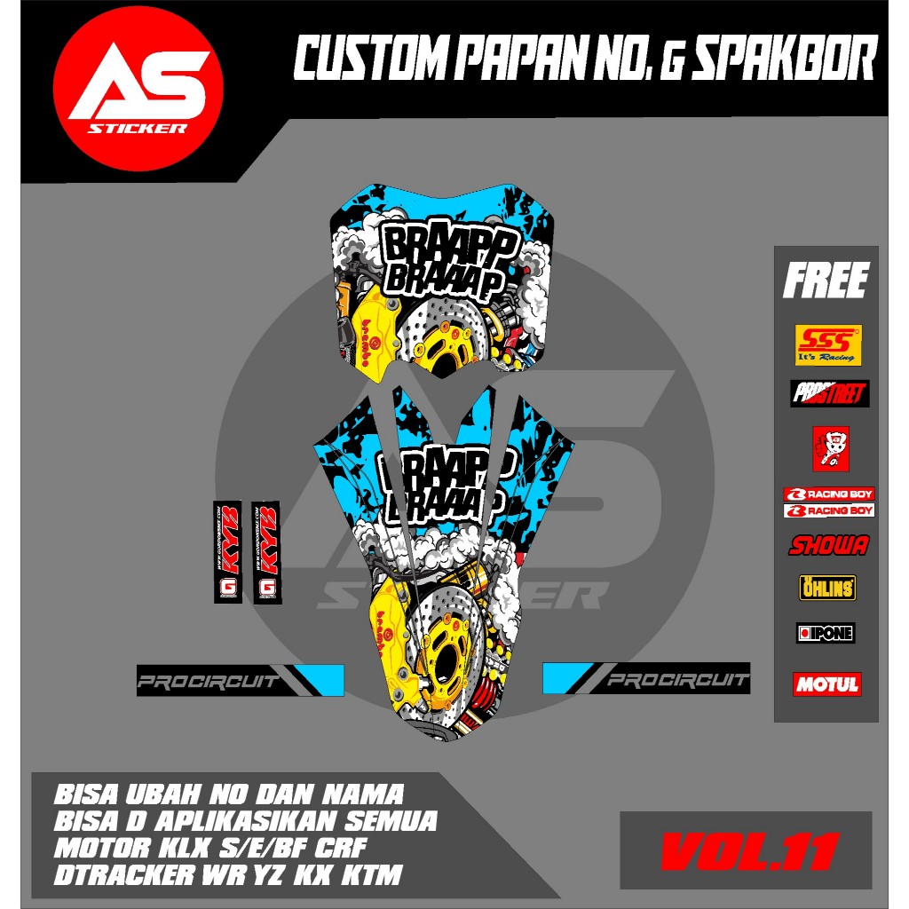 เริ่มต้น NUMBER BOARD DECAL สติกเกอร์ + ด้านหน้า SPAKBOR สําหรับ CRF KLX 150 KLX BF KLX GORDON DTRAC