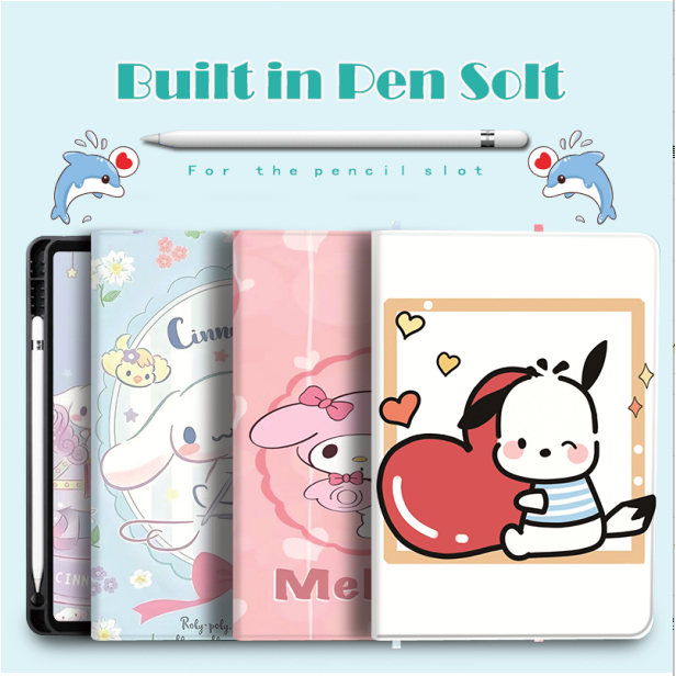 เคส Ipad Pochacco พร้อมช่องเสียบปากกา iPad Air 5 เคส iPad 10 pro 11 นิ้ว Air 4 3 2 1 gen 9 8 7 Air 1