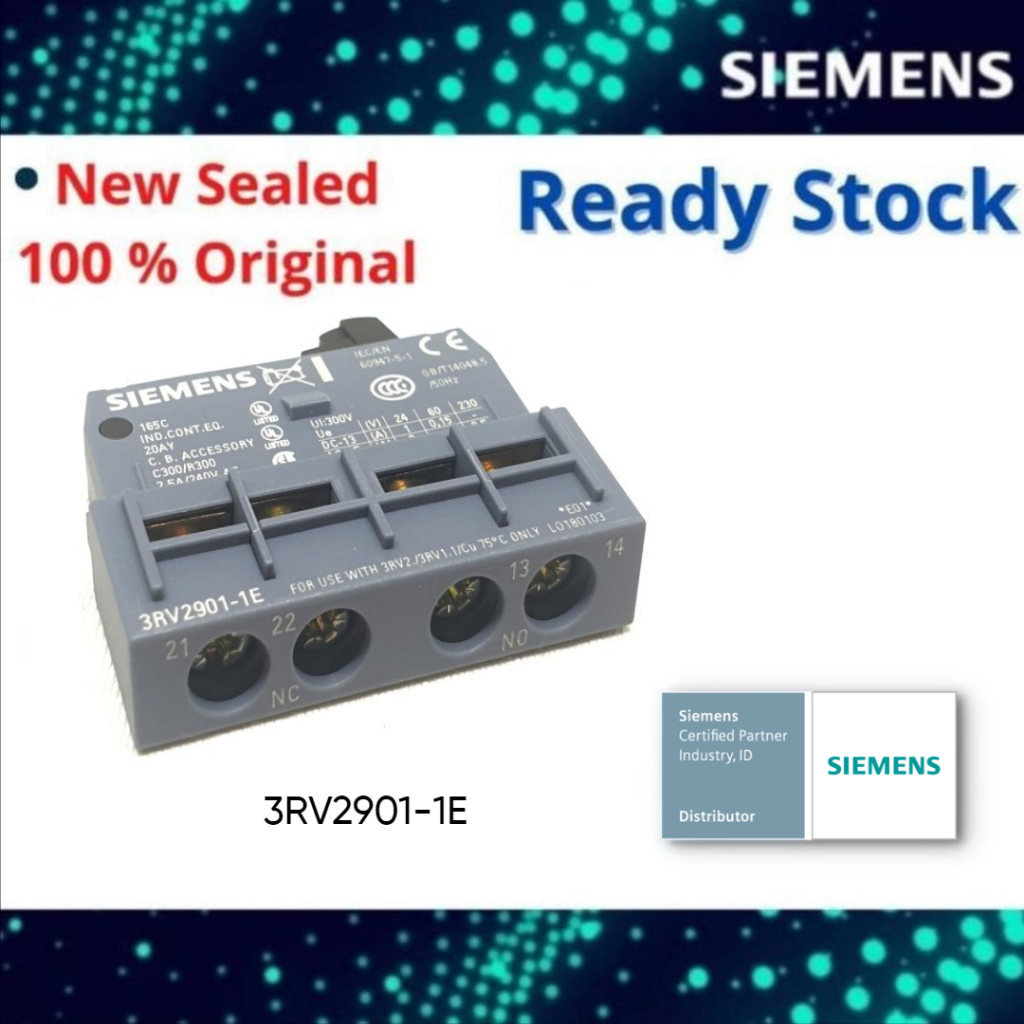 Siemens 3RV2901-1E ตัวรับส่งสัญญาณสวิตช์เสริม 1NO+1NC สกรู erinaI