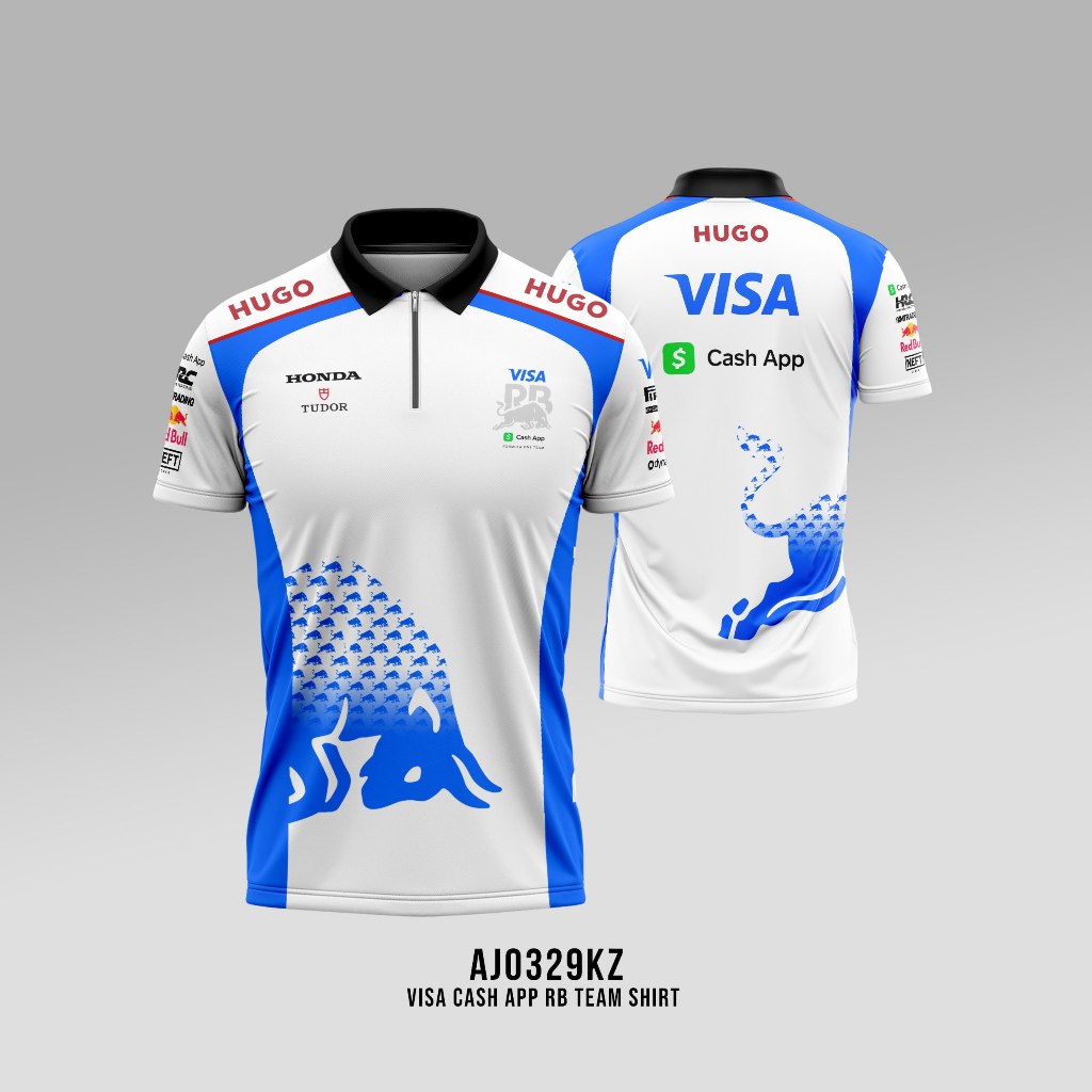 F1 Visalux Cash App RB Team Shirt 2025 Premium Jersey Button Collar AJ0329K