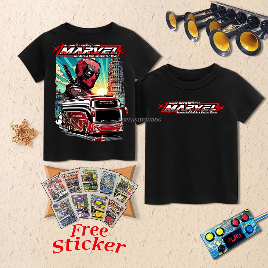 เสื้อยืด MARVEL Jetbus 5 Bus, เสื้อ Vector Bus Mania สําหรับเด็กผู้ชาย, Tellet Bus 1-17 ปี