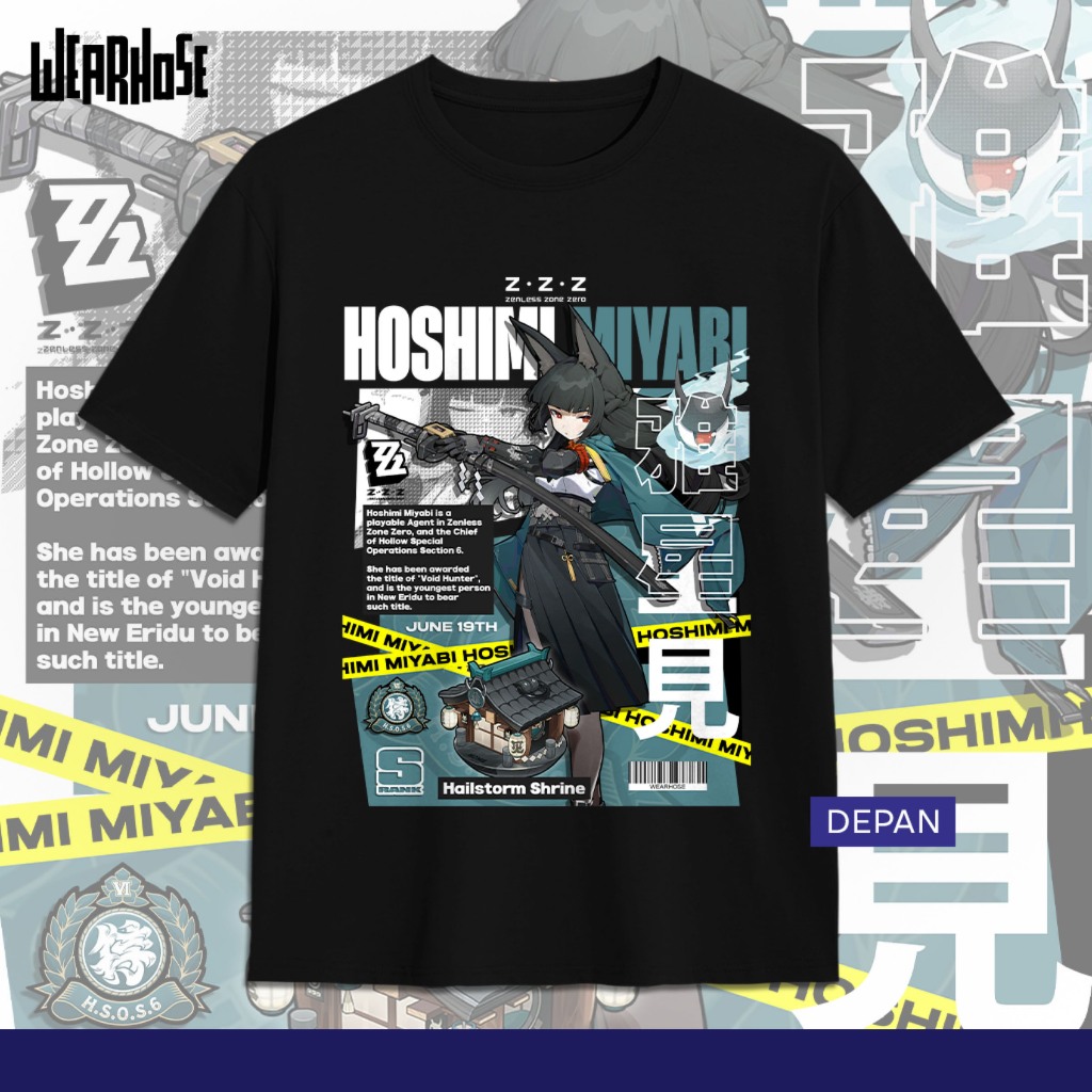 MIYABI ZZZ HOSHIMI MIYABI ZENLESS ZONE ZERO D เสื้อยืดอะนิเมะ Distro Unisex ผู้ชายผู้หญิงสวมใส่