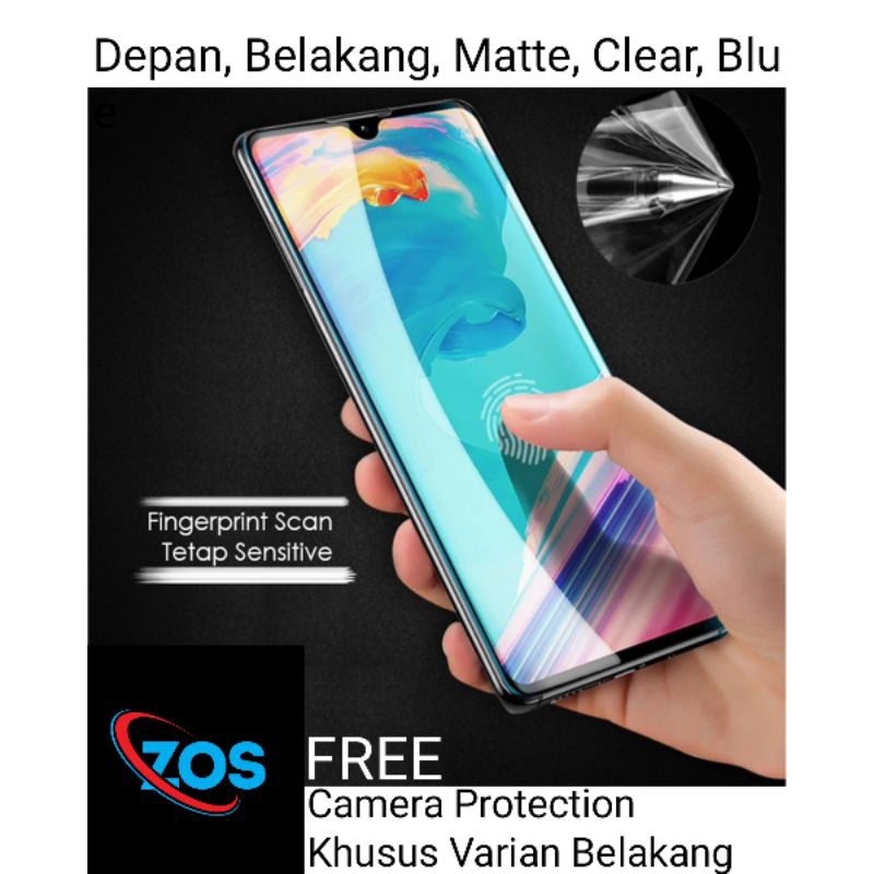 [ZOS] Anti-Scratch Hydrogel Infinix Note 30 30i 7 8 8i Pro VIP 5G Full Covered Front Back Clear Blue