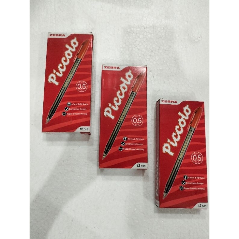 MERAH RED PICCOLO PEN 0.5MM ZEBRA BRAND RED PEN SCHOOL OFFICE PEN