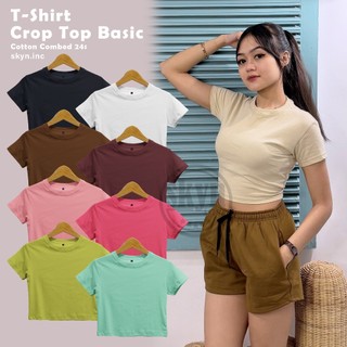 SKYN - CROP TOP KOREAN STYLE COTTON COMBED 24S TEBAL TSHIRT CROP TEE FASHION WANITA