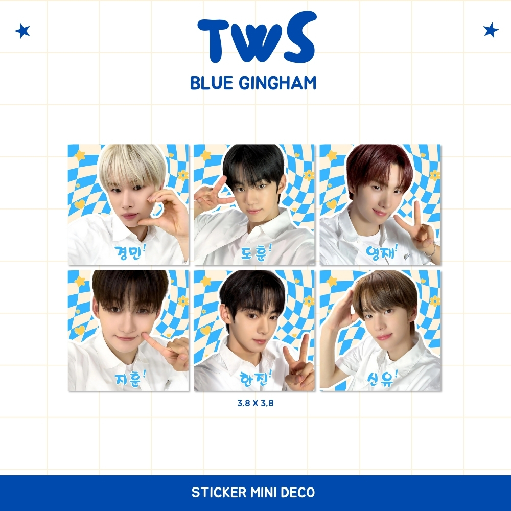 MINI STICKER DECO TWS GINGHAM BLUE (CONTENTS: 8 ชิ้น) BIAS STICKER CHROMO KPOP IDOL KOREA PREMIUM UN