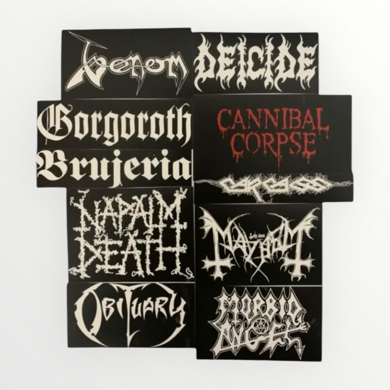 ชุดสติ๊กเกอร์โลหะตาย / โลหะสีดํา (Obituary, Napal Death, Cannibal Corpse, Mayhem, Brugeria ฯลฯ)