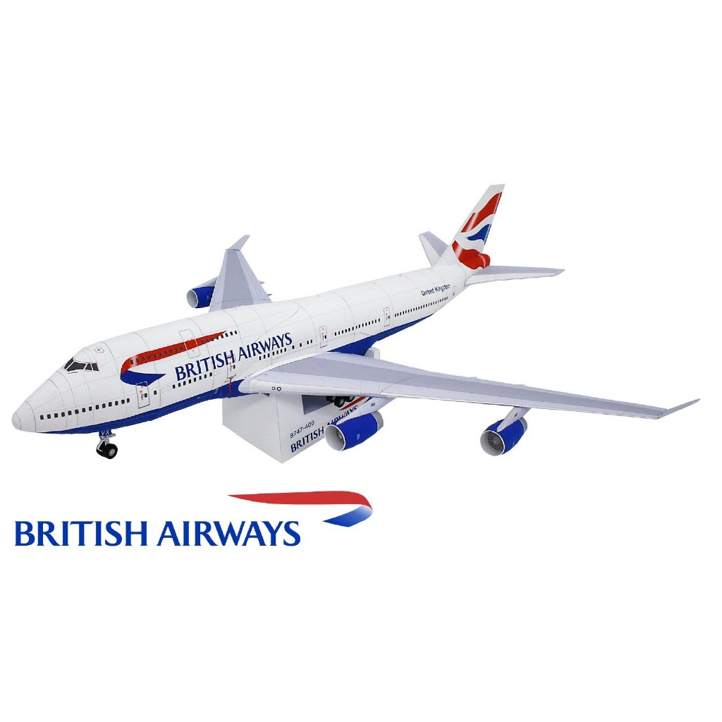 DIY Papercraft British Airways Boeing747-400 งานฝีมือกระดาษ