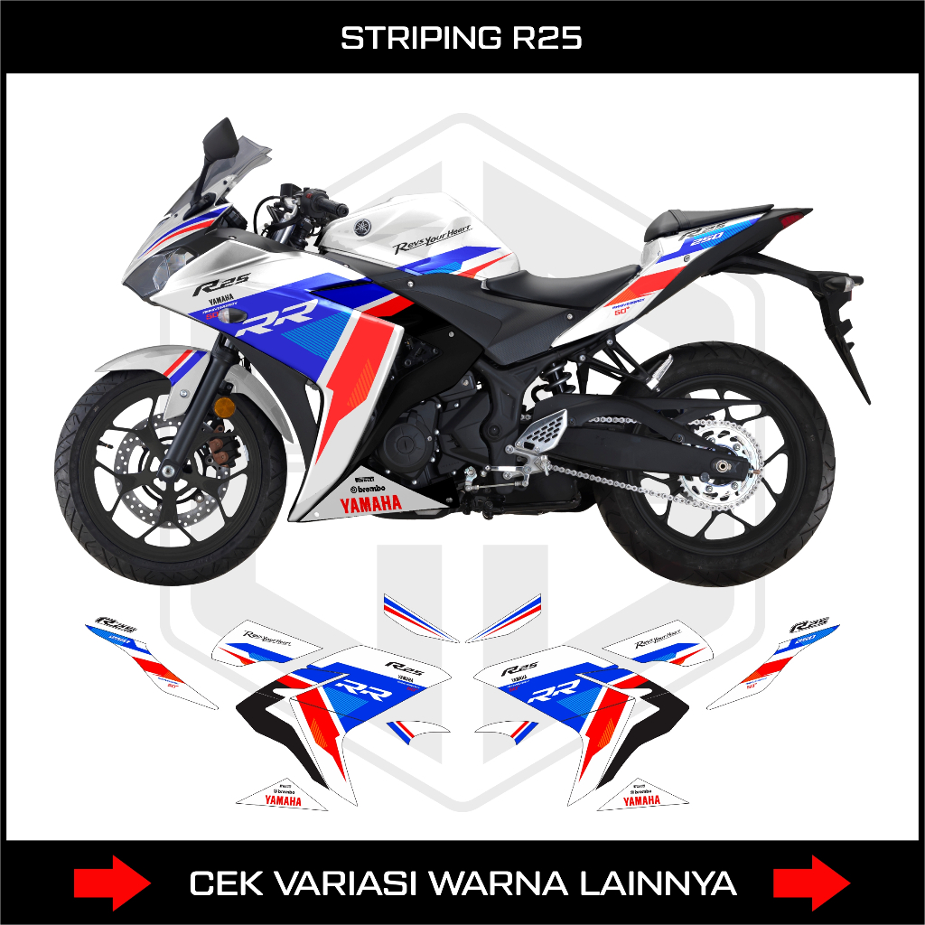 STRIPING R25 V2 / สติ๊กเกอร์รูปลอก YAMAHA R25 OLD V2 LIVERY HP4