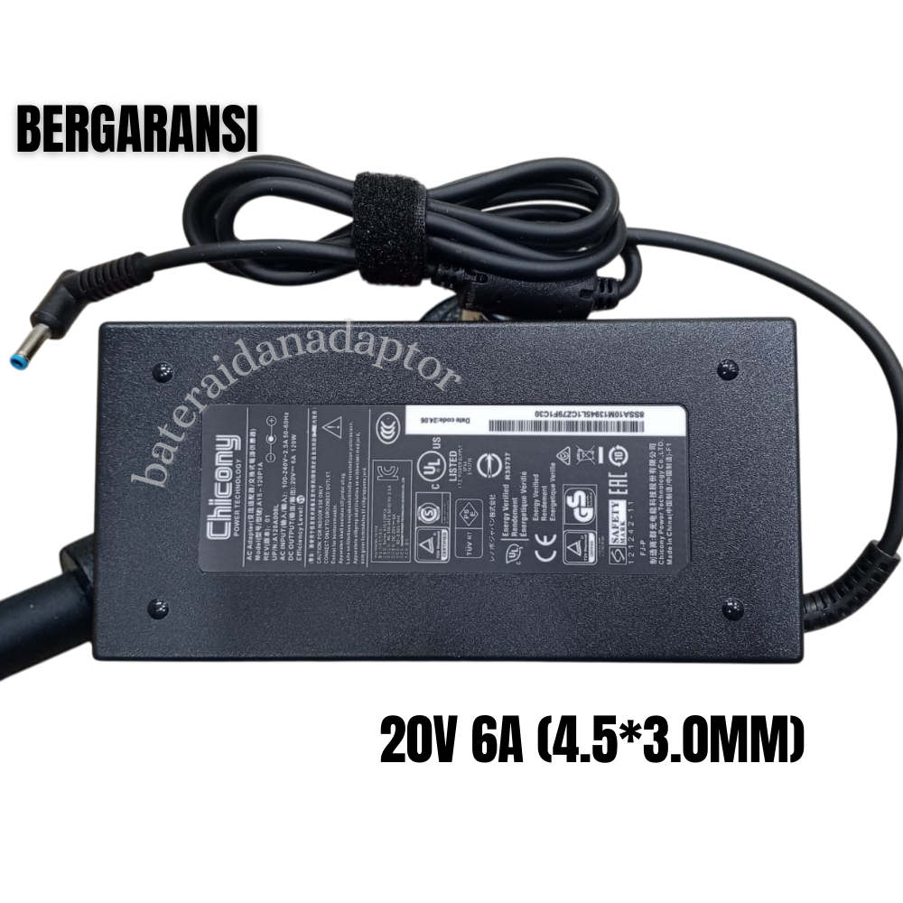 CHICONY ADAPTER A17-120P2A 20V 6A 120W A120A055P Thin MSI CF63 MS-16R5 ADP-120VH D 20V 6A 4.5*3.0MM 