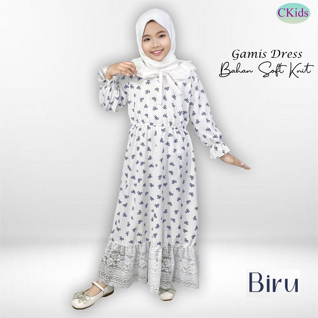 CKids ชุดเดรสเด็กผู้หญิงผ้าถักเนื้อนุ่มพร้อมริบบิ้น