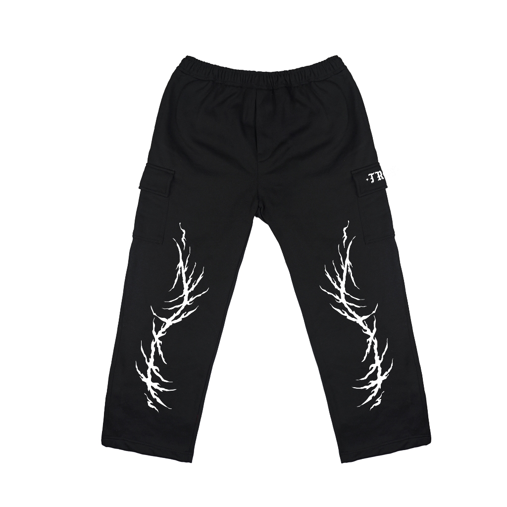 Troy Company Baggy Cargo Long Pants Black Root - Black Baggy Cargo Pants LFC 3074