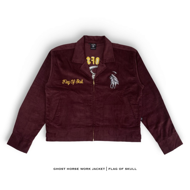 เสื้อแจ็คเก็ตทํางานม้าผี ผ้าลูกฟูก | Flagofskull Official - Burgundy / Maroon