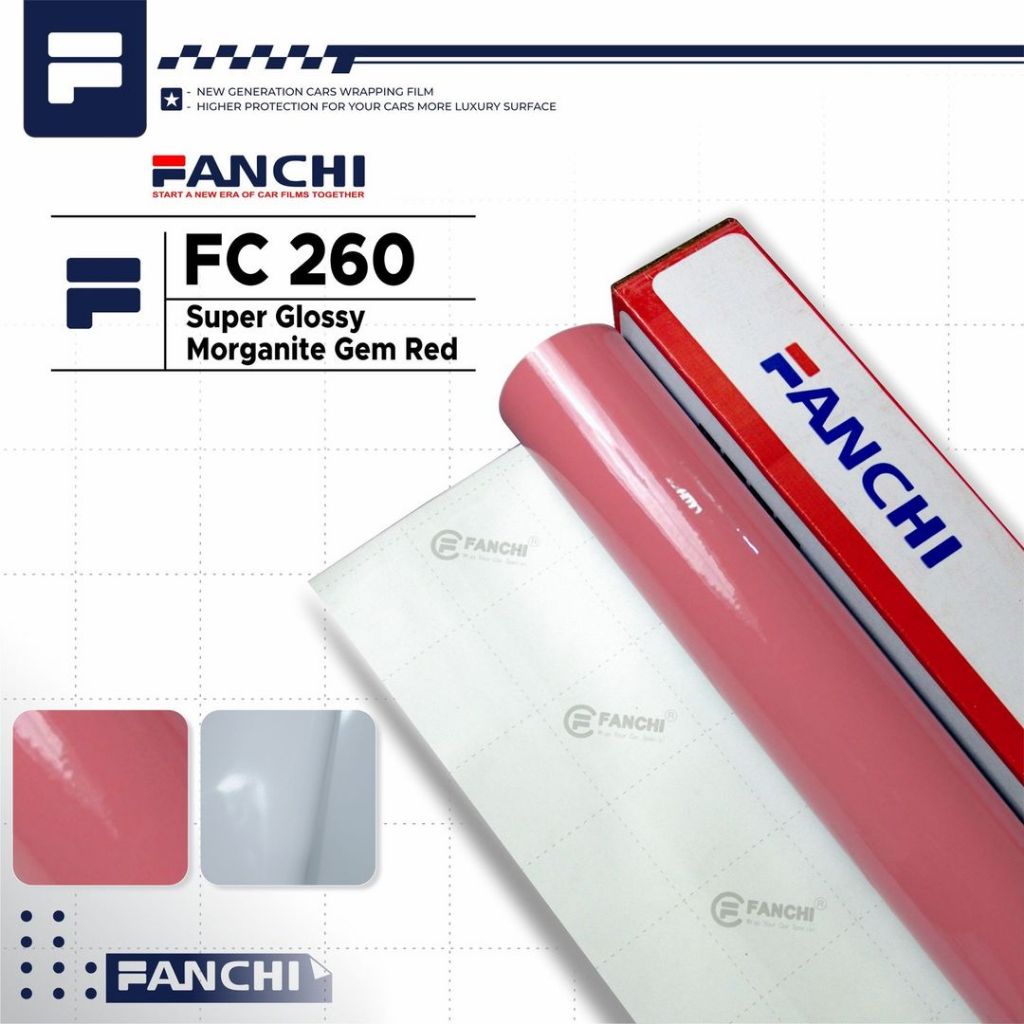 FANCHI FC260 Super Gloss Glossy Morganite Gem Red Sticker ยาว 50 ซม. ต่อเมตร