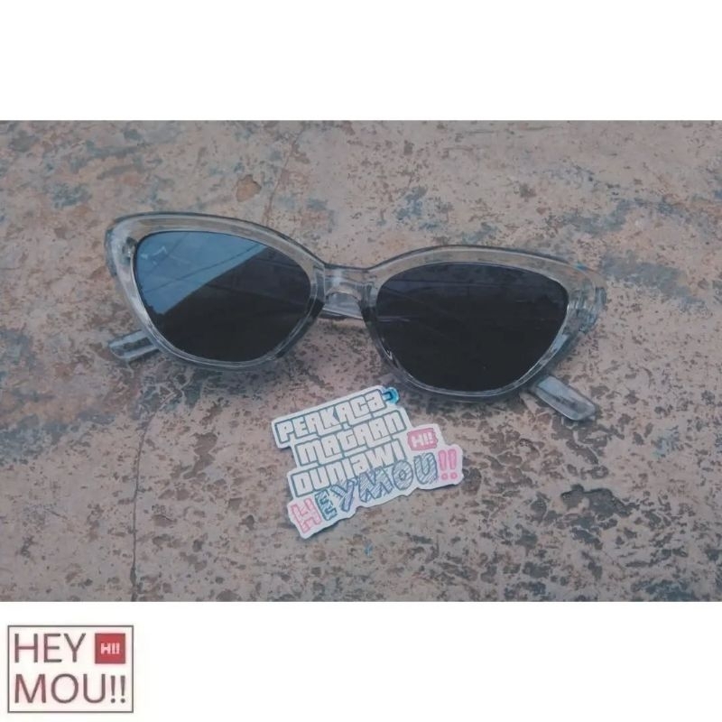 Y2K SDN CATEYE BOLD BLACK GLASSES - แก้วกรอบ GREY