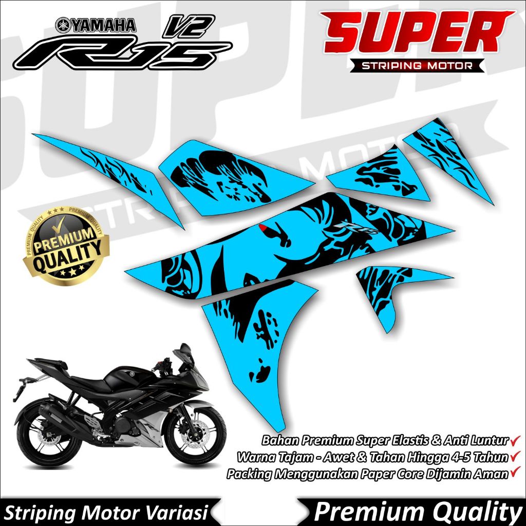 R15 V2 สติ๊กเกอร์ Anti-Fade Cool R15 V2 Striping Yamaha R15 V2 Kabuki